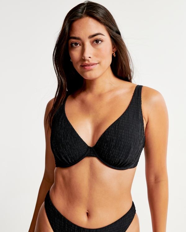 Curve Love High Apex Underwire Bikini Top, Black view 1