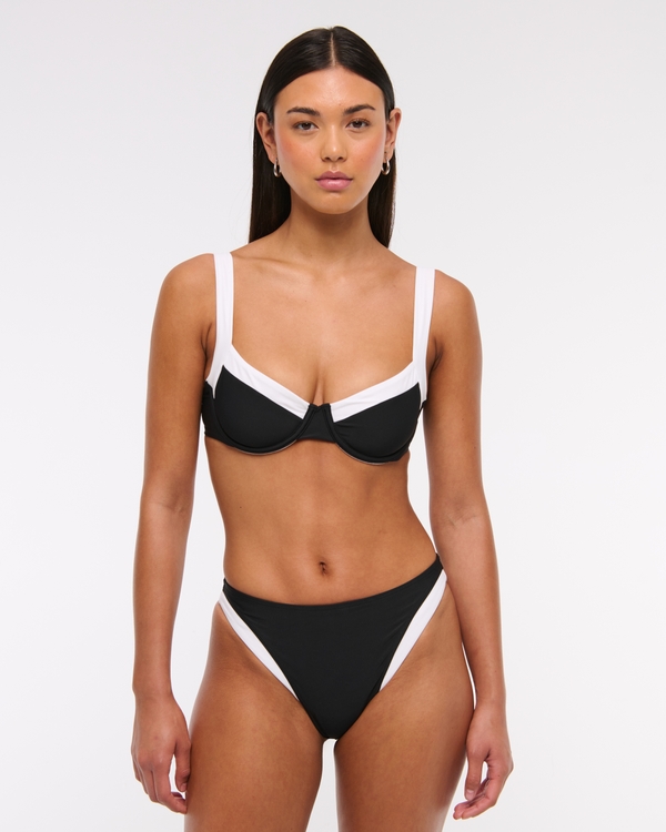 Mid Rise High-Leg Moderate Bottom, Black view 1
