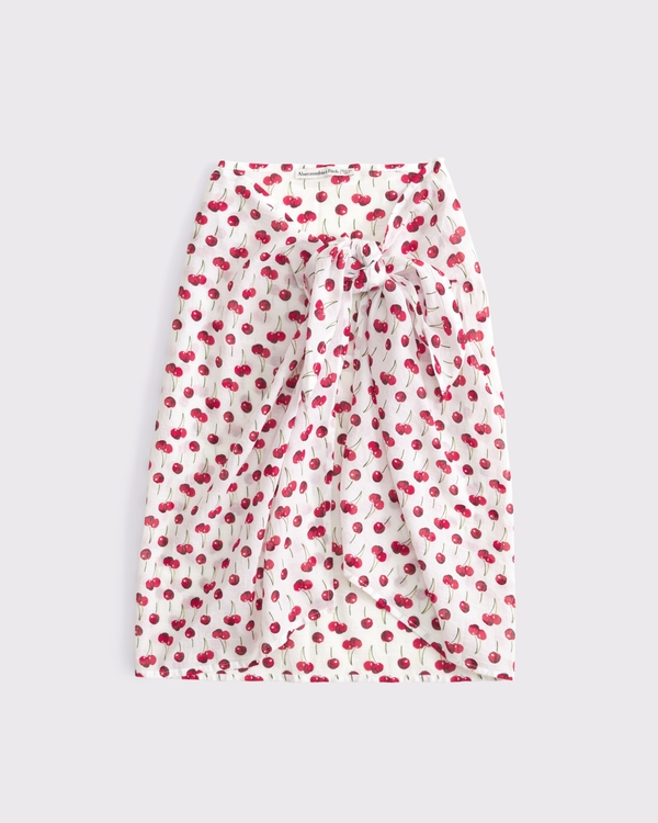 Short Sarong Coverup, Cherry Print view 1