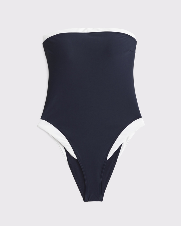 Curve Love A&F Marina One-Piece Swimsuit, Navy view 1