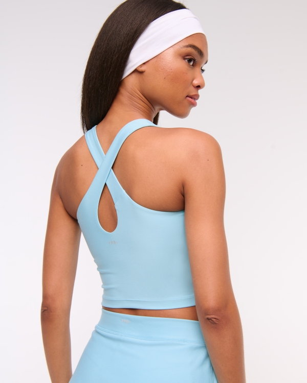YPB sculptLUX Strappy-Back Tank, Blue Topaz view 1