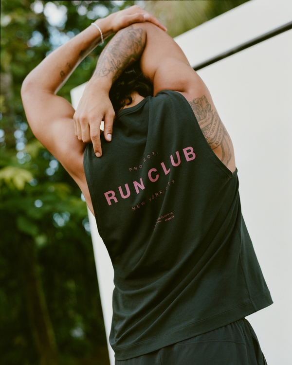 YPB Active Cotton-Blend Graphic Tank, Black view 1