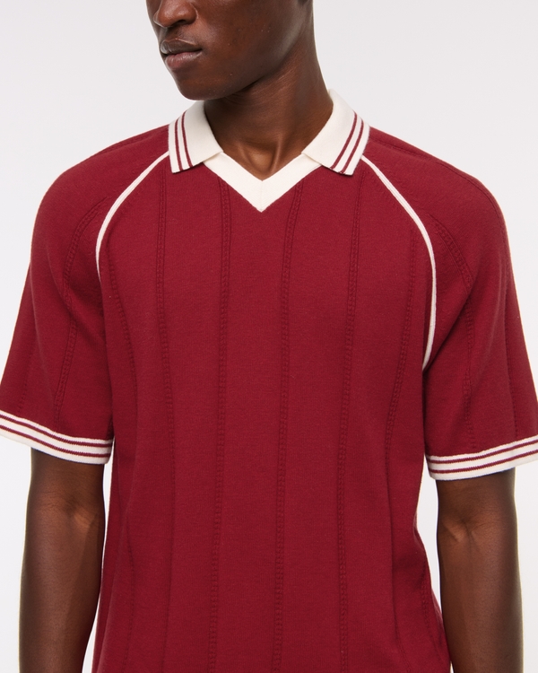 Soccer Jersey-Inspired Sweater, Rich Ruby view 2