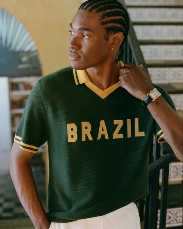 Soccer Jersey-Inspired Sweater, Green Pattern view 1