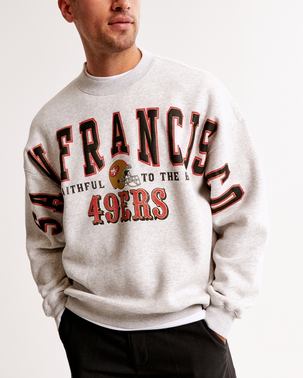 San Francisco 49ers Graphic Crew Sweatshirt, Light Gray Heather view 1