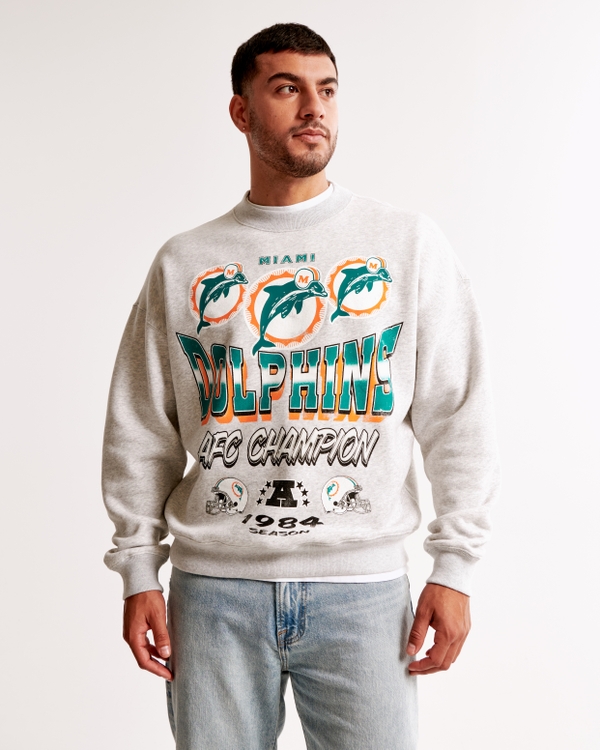 Miami Dolphins Graphic Crew Sweatshirt, Light Heather Gray view 1