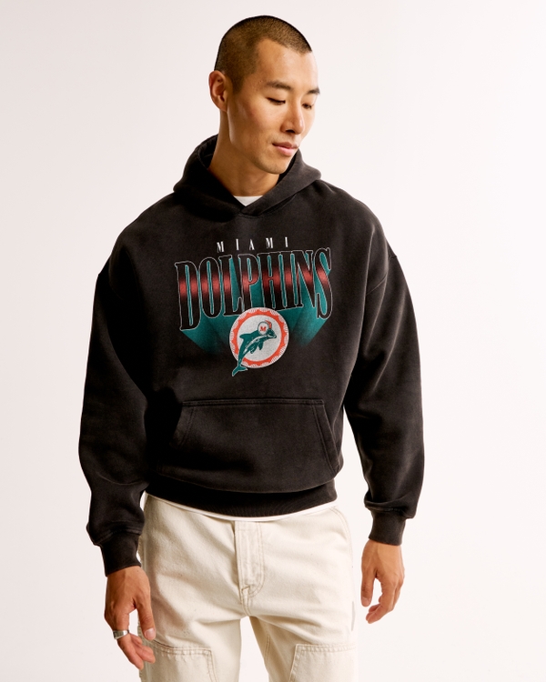 Miami Dolphins Graphic Popover Hoodie, Black view 1