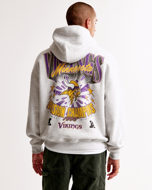 Minnesota Vikings Graphic Popover Hoodie, Light Gray Heather view 1