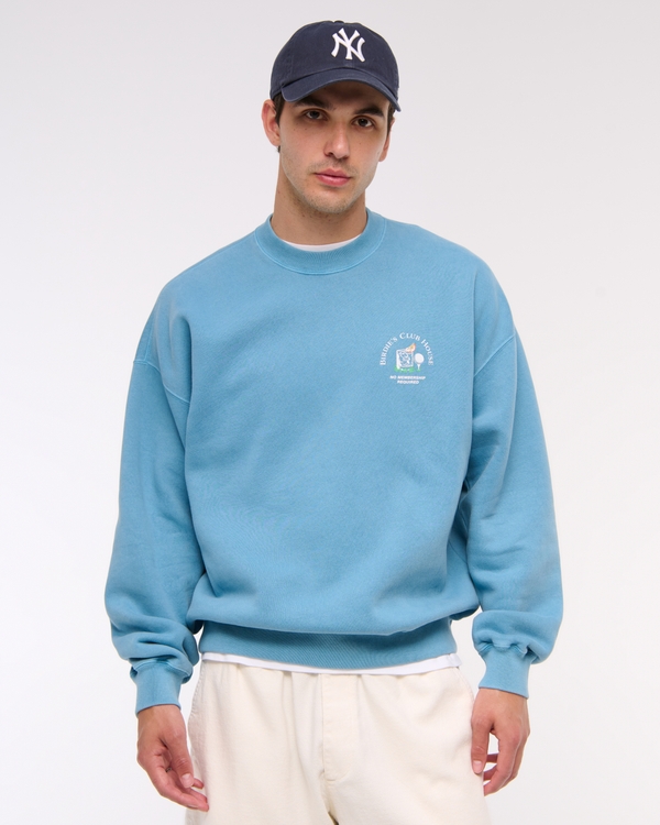 Golf Graphic Crew Sweatshirt, Light Blue view 1