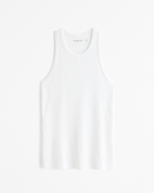 Essential Ribbed High-Neck Tank, White view 1