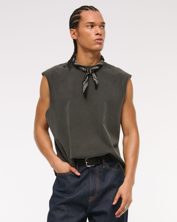 Premium Heavyweight Cropped Tank, Black Wash view 1