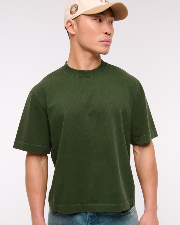 Premium Heavyweight Cropped Tee, Dark Green Wash view 1