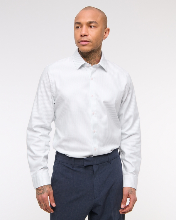 The A&F Collins Stretch Suiting Shirt, Blue Stripe view 1