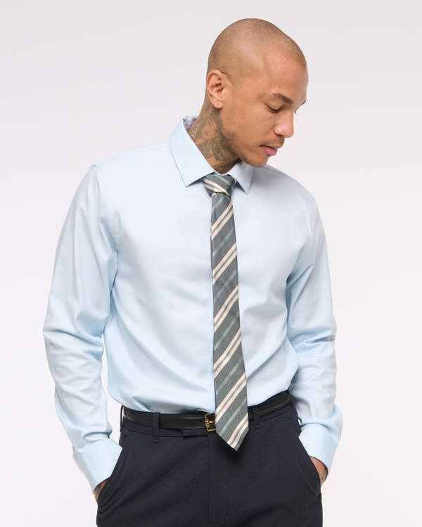 The A&F Collins Stretch Suiting Shirt, Light Blue view 1
