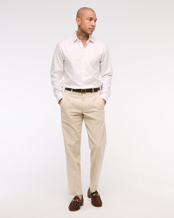 The A&F Collins Stretch Suiting Shirt, Light Pink Stripe view 2