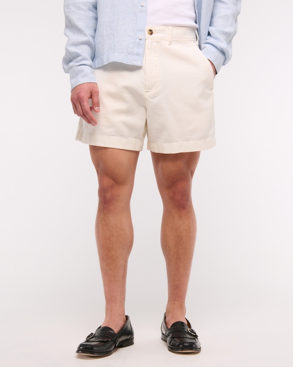 Linen-Blend Plainfront Short, Cream view 2