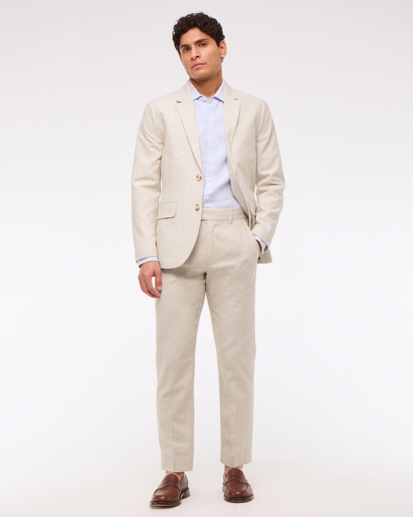 The A&F Collins Slim Linen-Blend Suit Pant, Natural Texture view 1