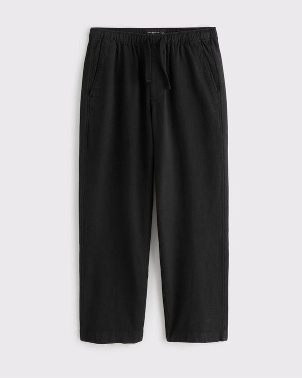Baggy Cotton Texture Pull-On Pant, Black view 1
