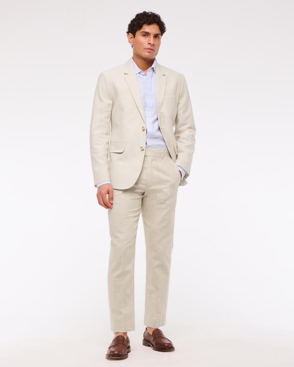 The A&F Collins Tailored Classic Linen-Blend Blazer, Oatmeal view 2