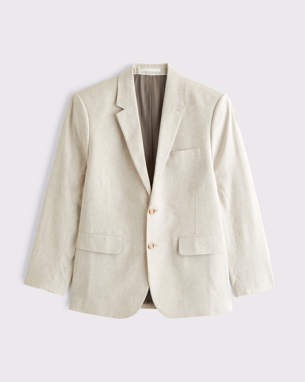 The A&F Collins Athletic Fit Linen-Blend Blazer, Oatmeal view 2