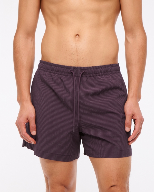 Pull-On Seersucker Swim Trunk, Plum Stripe view 1