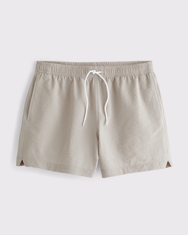 Pull-On Micro-Texture Swim Trunk, Taupe view 1