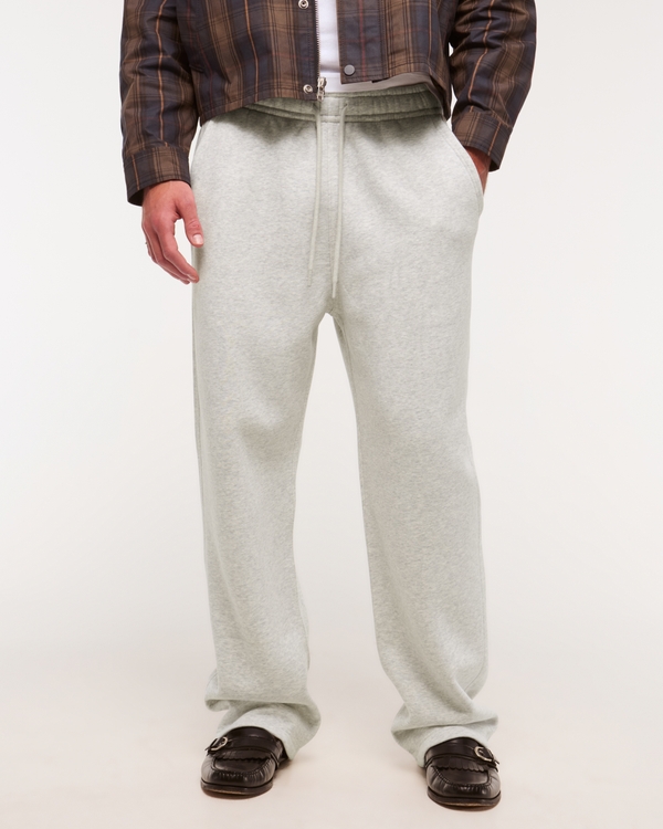 Essential Baggy Open-Hem Sweatpant, Light Heather Gray view 2
