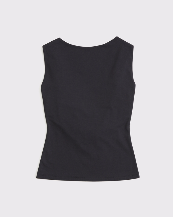Draped Cowl Hardware Back Top, Black view 1