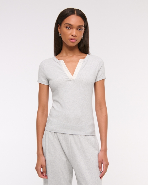 Cozy Lounge Knit Top, Light Gray view 1