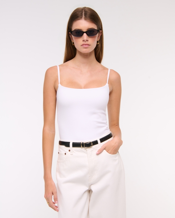 Bra-Free 90s Cami Bodysuit, White view 1