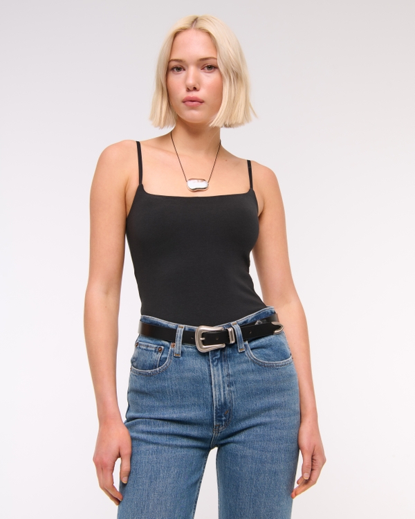 Bra-Free 90s Cami Bodysuit, Black view 1