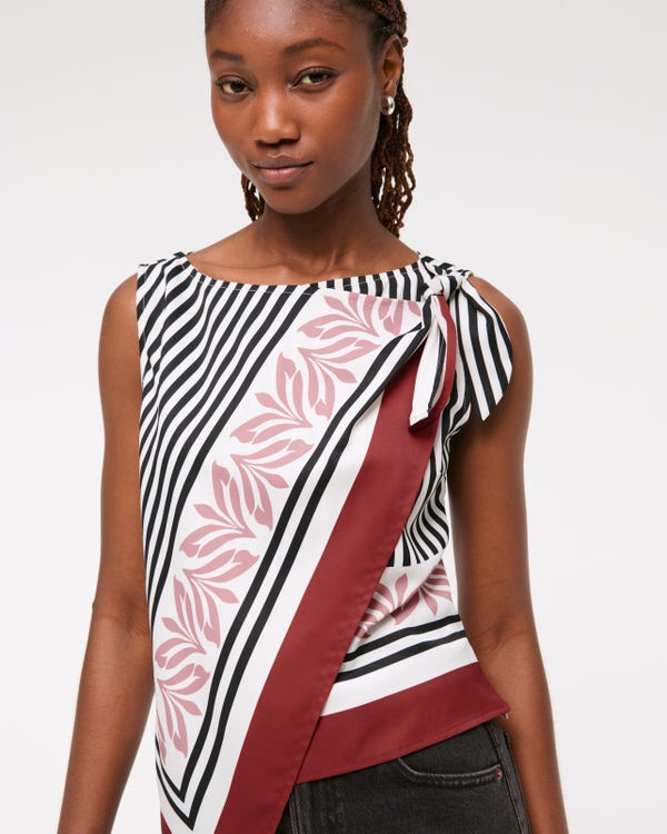 Knotted Scarf Top, Brown Pattern view 2