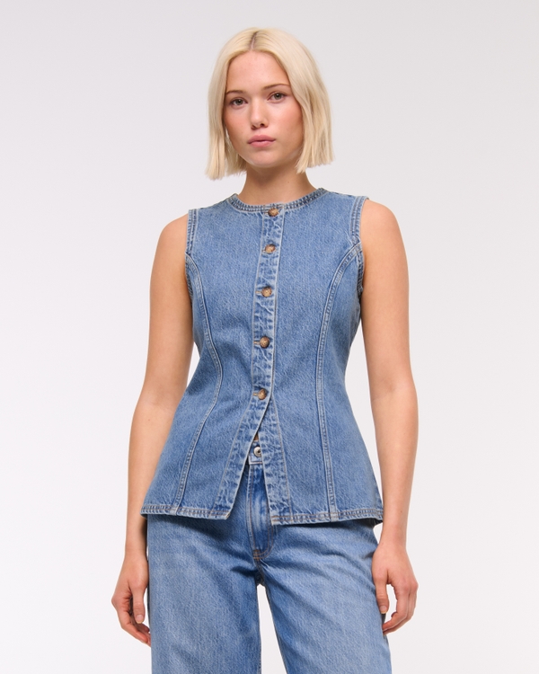 Denim Vest, Medium Wash view 1