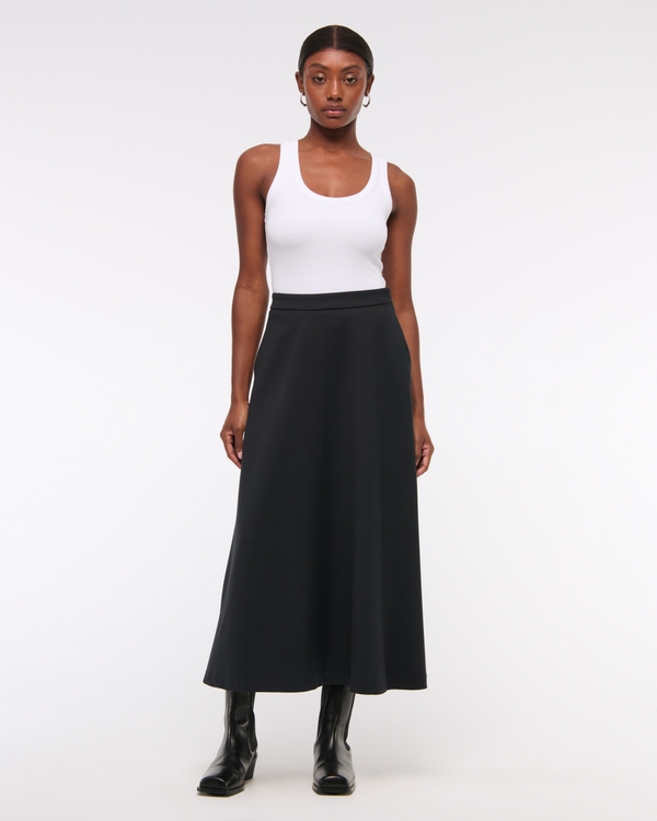 High Rise Circle-Cut Maxi Skirt, Black view 2