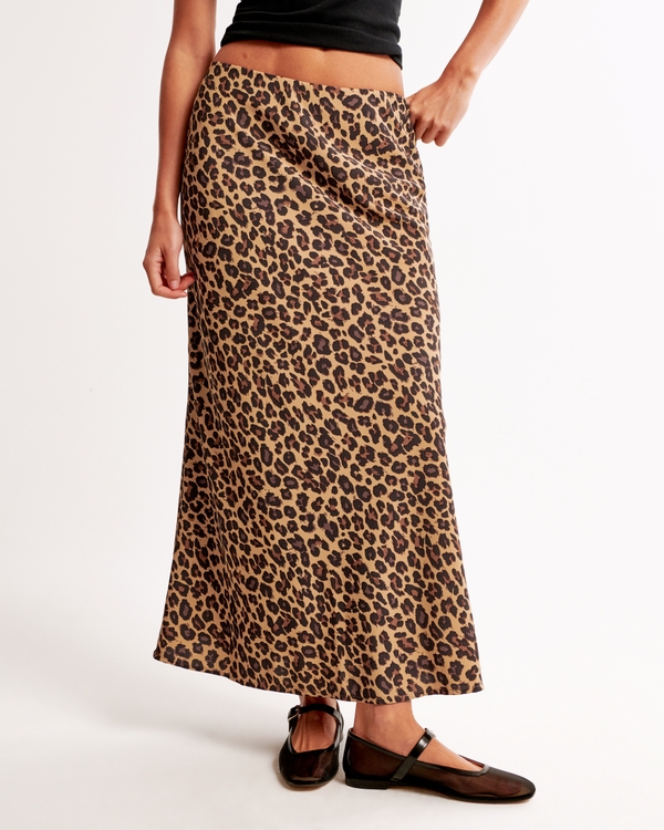Mid Rise Pattern Maxi Skirt, Brown Pattern view 1