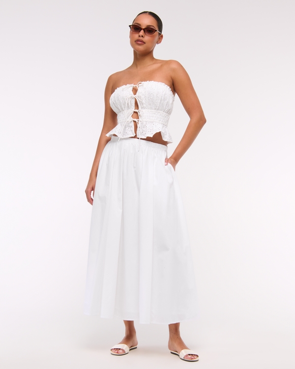 Mid Rise Maxi Skirt, White view 1