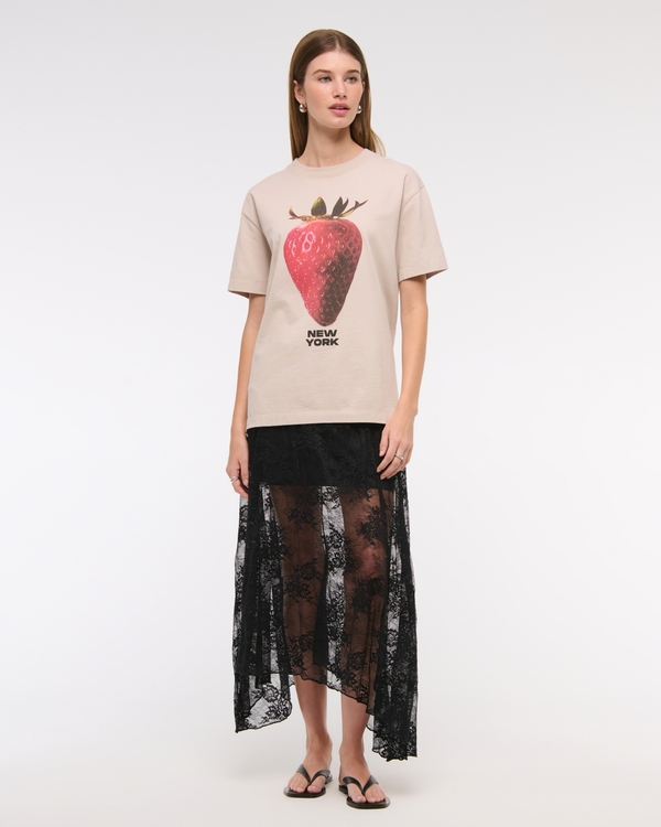 Lace Godet Maxi Skirt, Black view 1