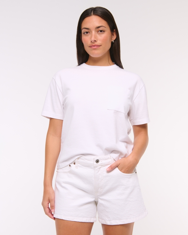 Curve Love Mid Rise A-Line Short, White view 1
