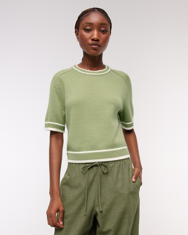 The A&F Madeline Crew Sweater Tee, Sage view 2