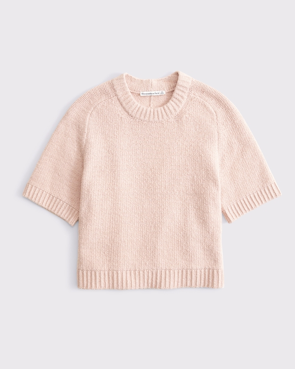 The A&F Madeline Textural Crew Sweater Tee, Muted Blush view 1
