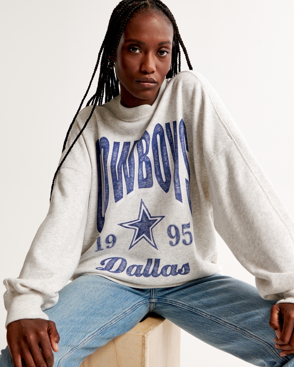 Dallas Cowboys Graphic Oversized Sunday Crew, Light Grey view 1
