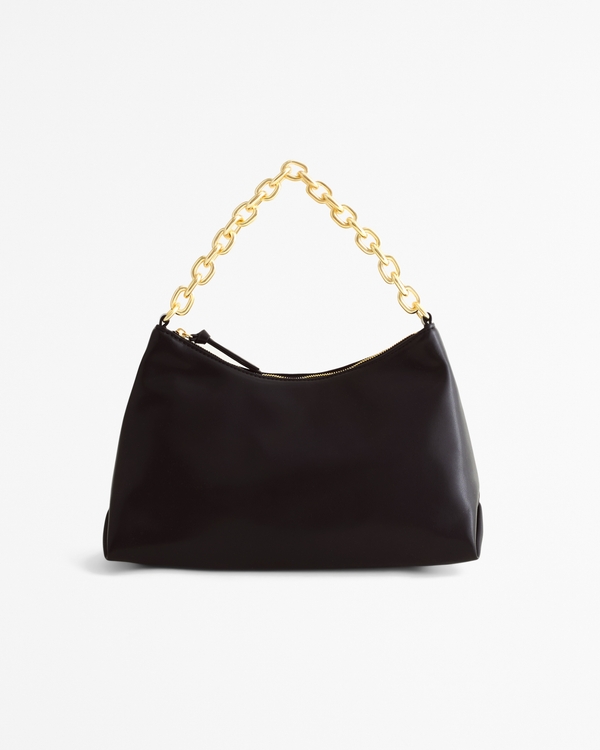 Vegan Leather Chain Bag, Black view 1