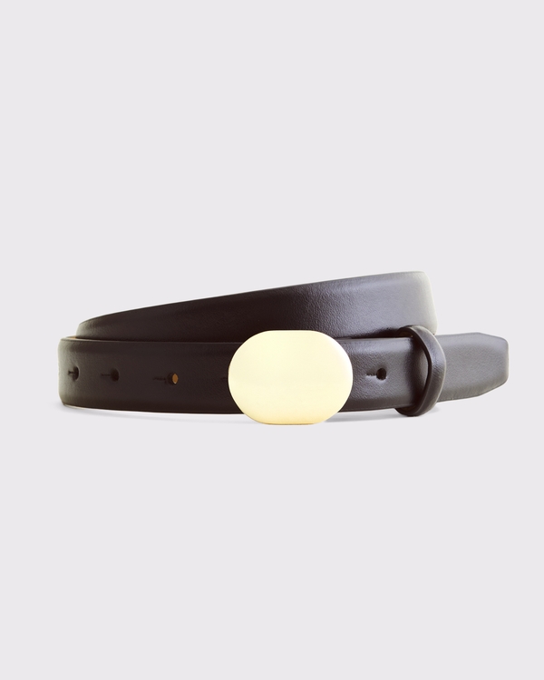Leather Ornamental Buckle Belt, Black view 1