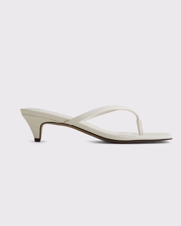 Thong Kitten Heel Sandals, Cream view 1