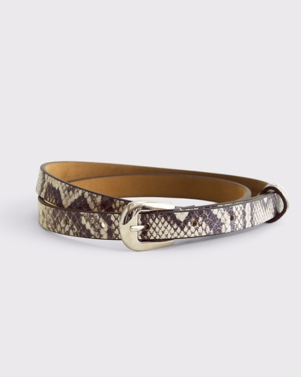 Rounded Skinny Belt, Snake Print view 1