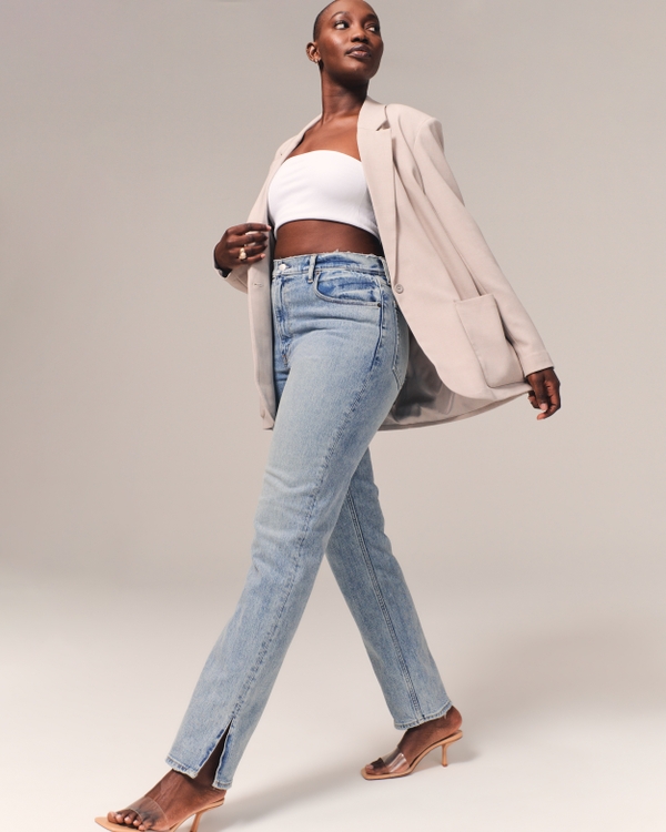 Curve Love Ultra High Rise 90s Straight Jean, Light With Vent Hem view 2