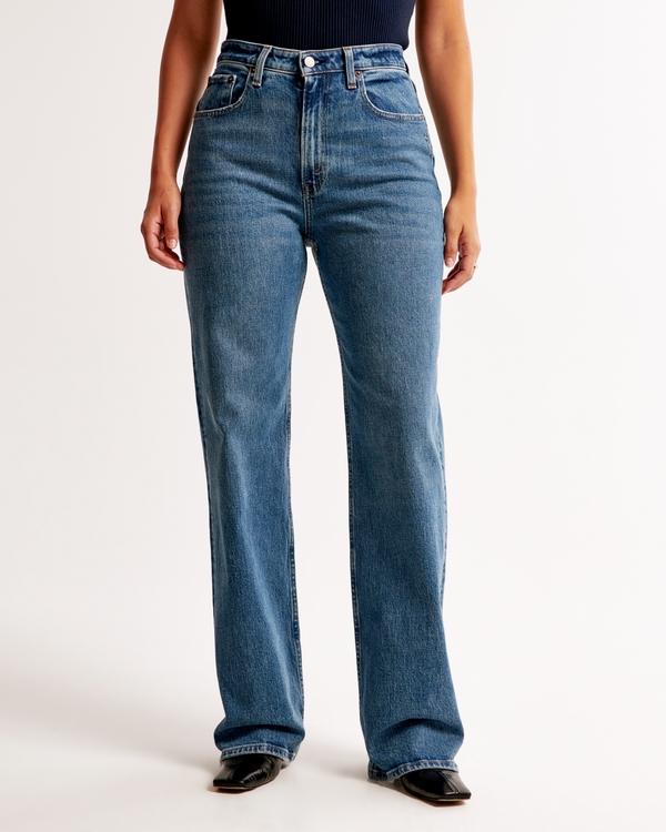 Curve Love High Rise 90s Relaxed Jean, Dark With Back Distressed Hem view 2
