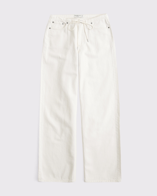 Low Rise Ultra Loose Jean, Ecru Drawstring view 1