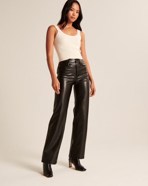 Vegan Leather 90s Relaxed Pant, Black view 2