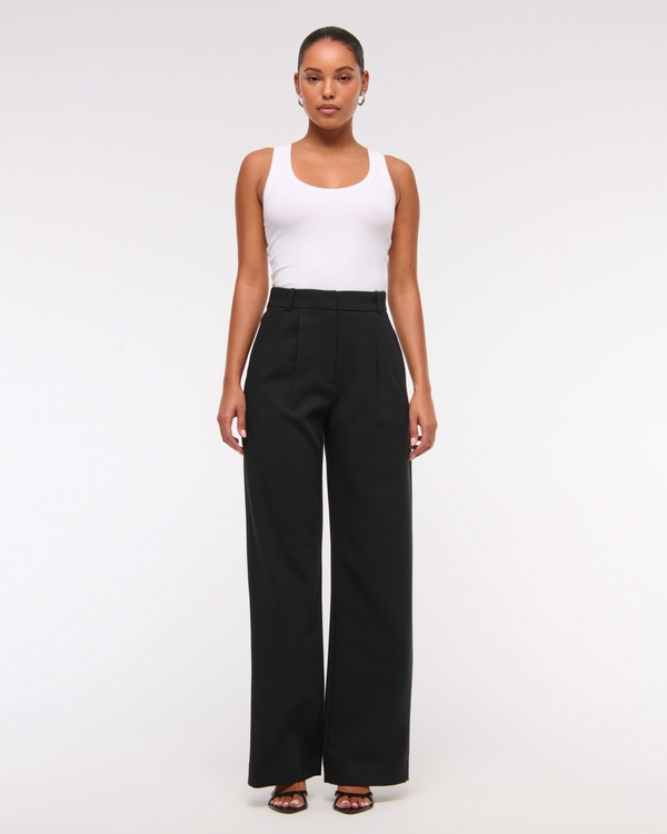 A&F Sloane Tailored Wide Leg Pant, Black view 1